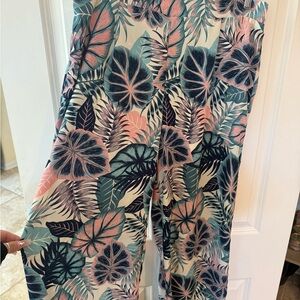 Charlotte Russe Tropical Print Pants - Pink, Blue, Green